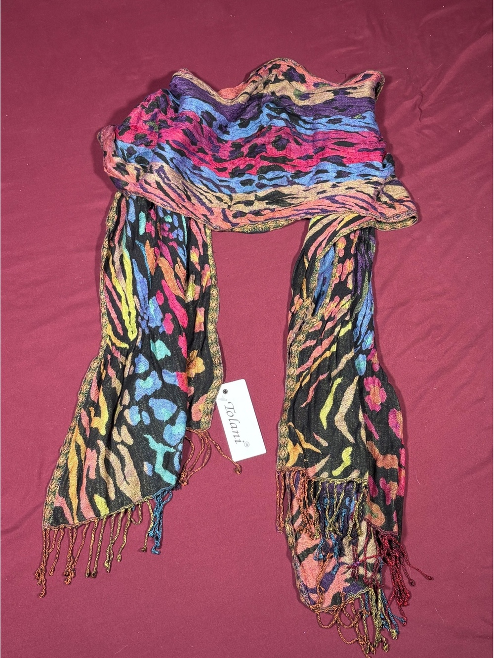 NWT Tolani Multicolor Viscose Scarf Made in India